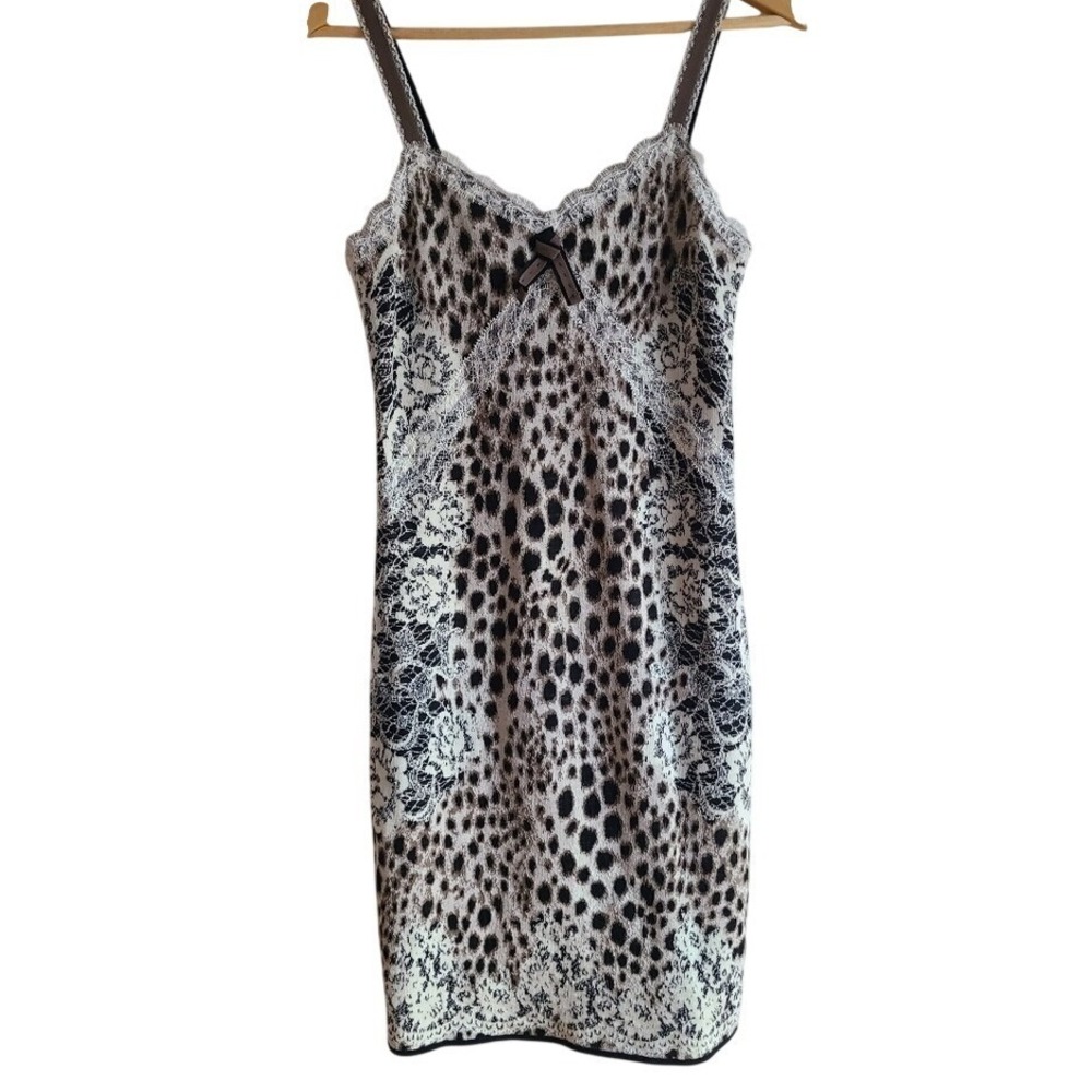 Marc Cain N3 Leopard Print & Lace‎ Stretch Bodycon Wool Blend Dress Size 8